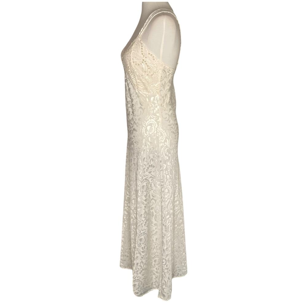 Victoria's Secret Maxi Slip Dress Gown Cream Sequin Lace Slit Large Y2K Coquette - Picture 8 of 15